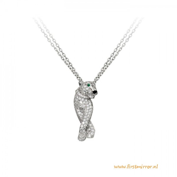 Top Quality Panthère Diamond Necklace White Gold