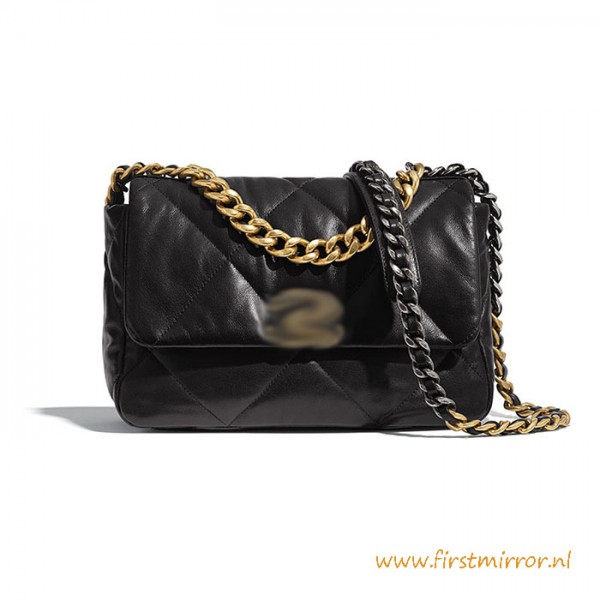 Top Quality 19 Flap Bag Lambskin Gold Tone Silver