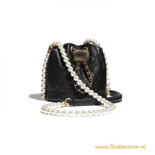 Top Quality Mini Drawstring Bag Calfskin Imitation Pearls