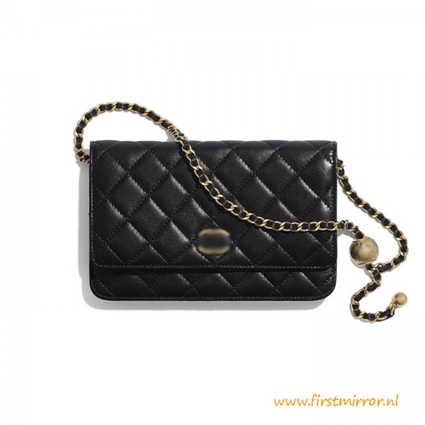 Top Quality Wallet On Chain Lambskin Gold Tone Metal