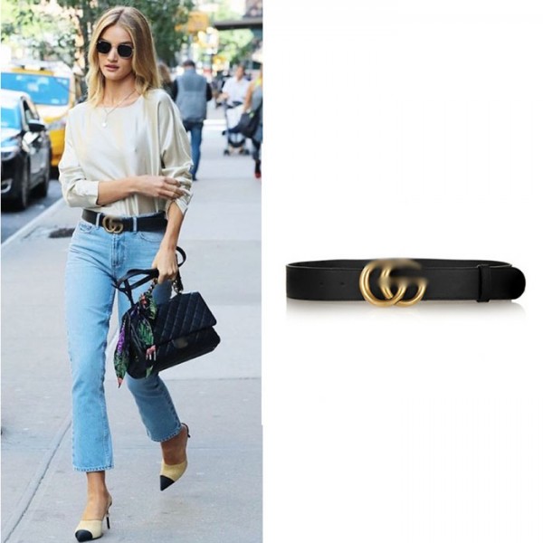 Top Quality Belt with Antiqued Brass Gold Buckle