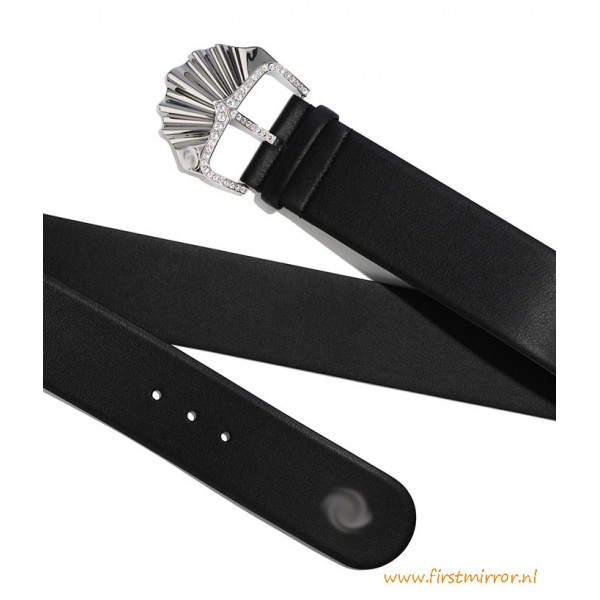 Top Quality Calfskin Belt Ruthenium-Finish Metal