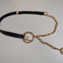 Top Quality Women's Black Chain Calf Leather Belt