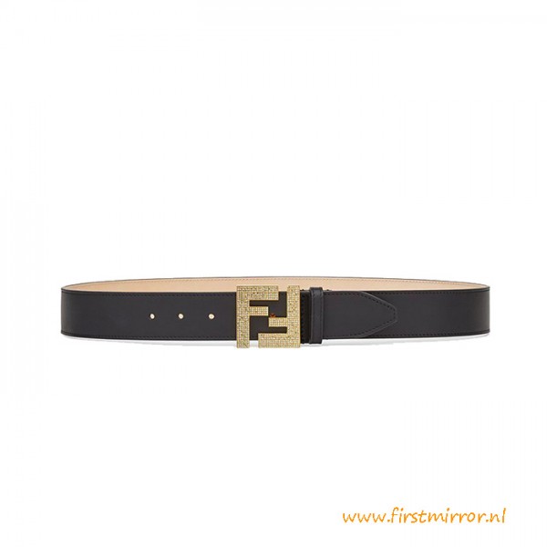 Top Quality Black Leather Belt with Micro Crystal