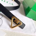 Top Quality Leather Belt with Signature Triangular Buckle