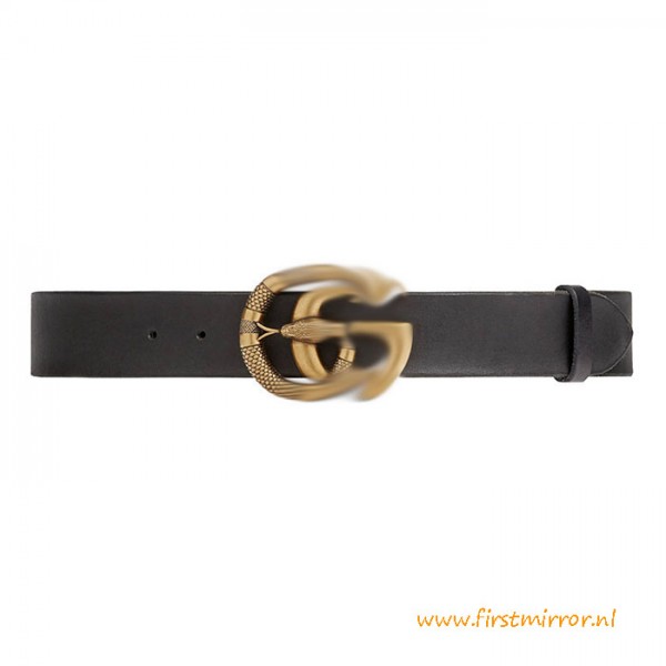 Top Quality Leather Belt with Double Buckle with Snake