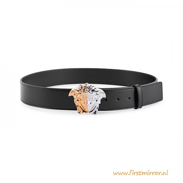Top Quality Leather Belt with Two-tone Buckle