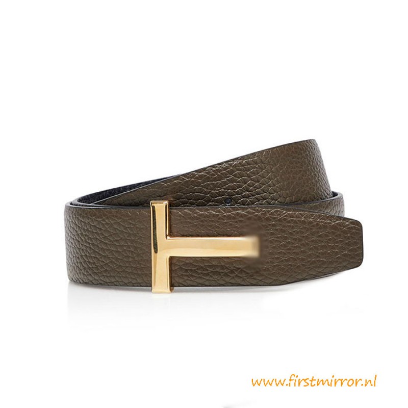 Top Quality T Buckle Mens Leather Reversible Belt