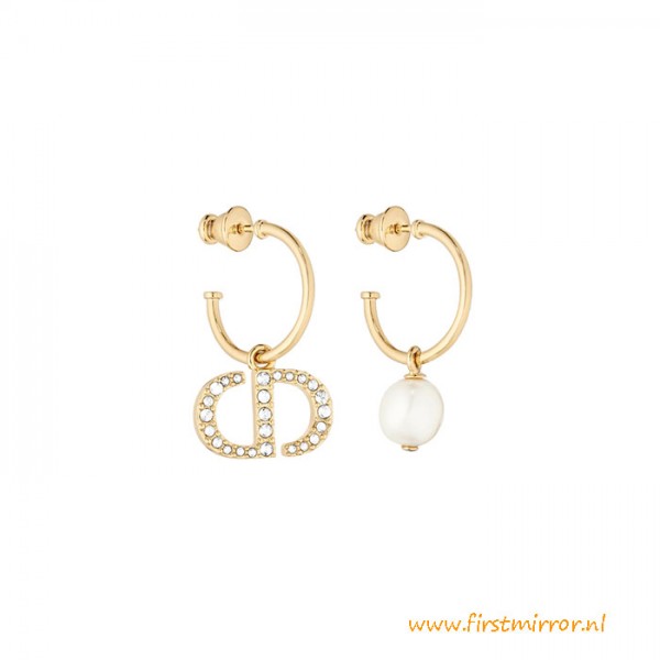 Top Quality Petit CD Earrings Gold-Finish Metal White Resin Pearl