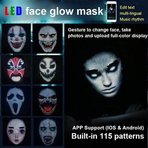 APP Edit Face Changing Glow LED Mask Props