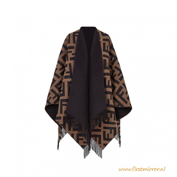 Top Quality F Brown Wool Poncho