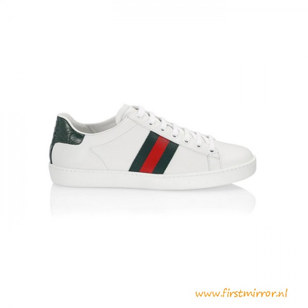 Top Quality Leather Ace Sneakers with Green crocodile