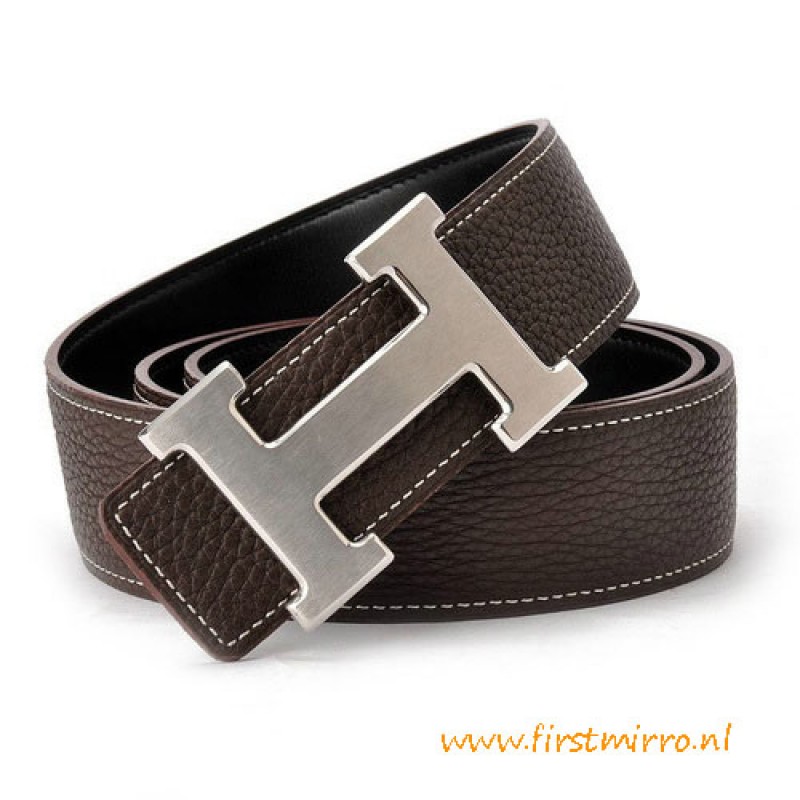 Original Reversible Leather Belt Coffee with H Belt Buckle
