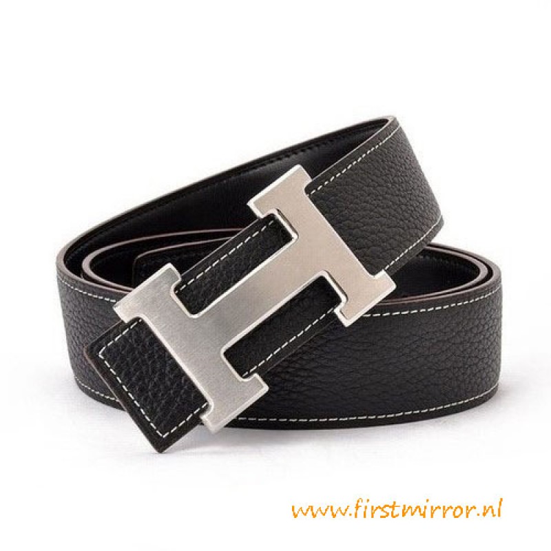 Original Reversible Leather Belt Charm Black with H Belt Buckle