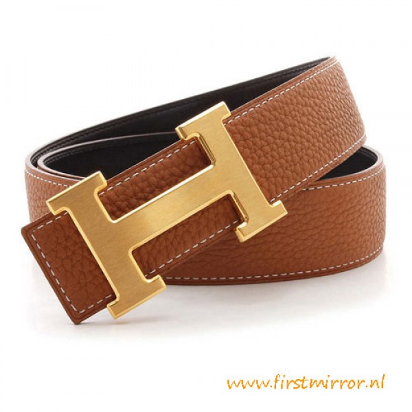 Original Reversible Leather Belt Brown with H Belt Buckle
