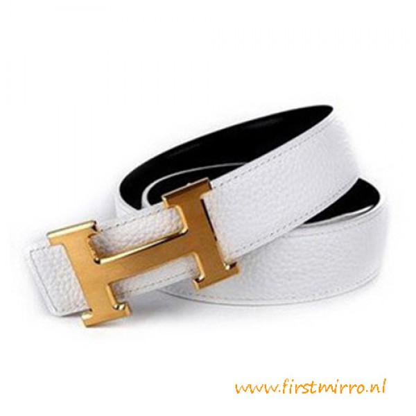 Original Reversible Leather Belt Snow White with H Belt Buckle