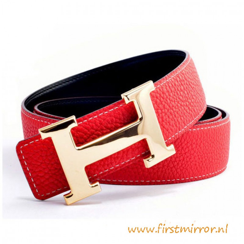 Original Reversible Leather Belt Red with H Belt Buckle