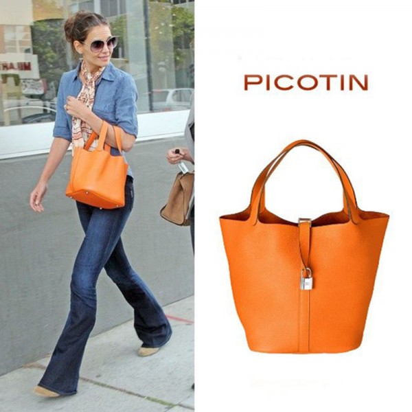 Updated Quality Picotin Lock Imported Leather Bag