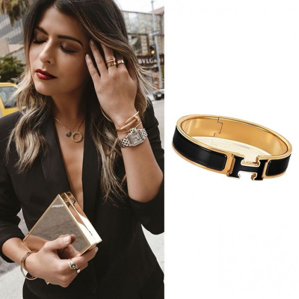 Top Quality H Narrow Enamel Bracelet with Laquered H Bracelets