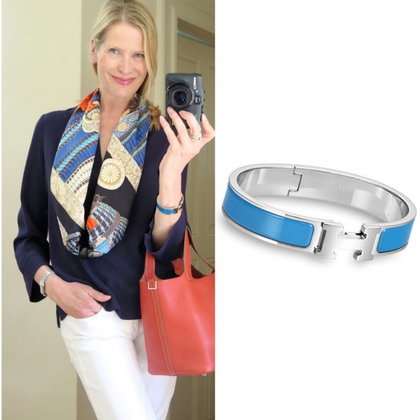 Top Quality H Narrow Bracelet in Sky Blue Enamel Bracelets