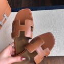 Top Quality Original Oran H Sandals Calf Leather Brown Slippers