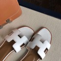 Top Quality Original Oran H Sandals Calf Leather Snow White Slippers