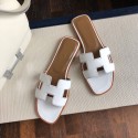 Top Quality Original Oran H Sandals Calf Leather Snow White Slippers