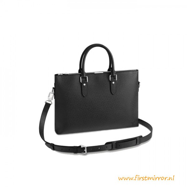 Top Quality Anton Soft Briefcase Taiga Cowhide Leather Exterior