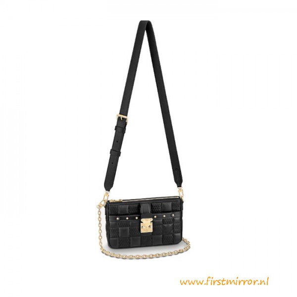 Top Quality Pochette Troca Damier Quilt Lamb Leather