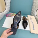 Top Quality Sofia Flat Mule Calf leather Black