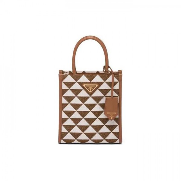 Top Quality Symbole Jacquard Fabric Leather Handbag