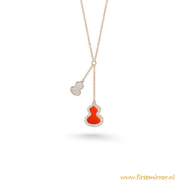 Top Quality Petite Wulu Necklace With Red Agate And Diamonds