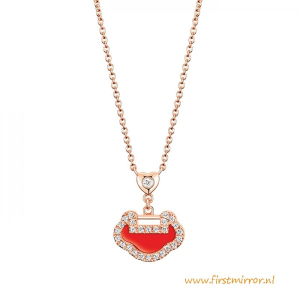 Top Quality Yu Yi Necklace With Red Agate And Diamonds