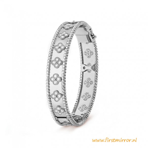Top Quality Perlée Clovers Bracelet with Diamonds
